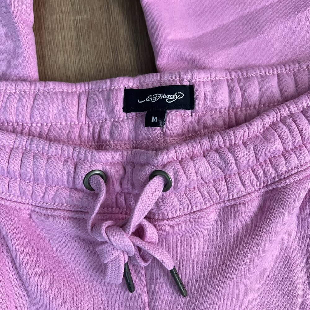 NEW Ed Hardy Tiger Tattoo Wide Leg Pink Jogger Sweatpants Y2K - Picture 9 of 15